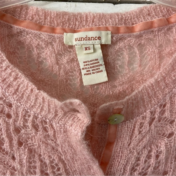 Sundance Soft Pink LaRosa Knit Nylon/Mohair/Lambswool Sweater Cardigan - Picture 10 of 11